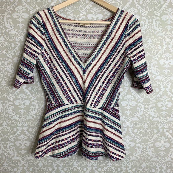 Anthropologie Tops - Anthropologie || Deletta Peplum Half-Sleeve Top